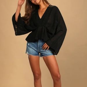 Lulus More to Adore Black Striped Long Sleeve Top